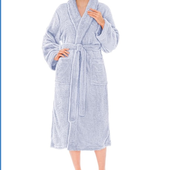 PAVILIA Luxe Fleece Robe in Light Blue - Picture 2 of 10